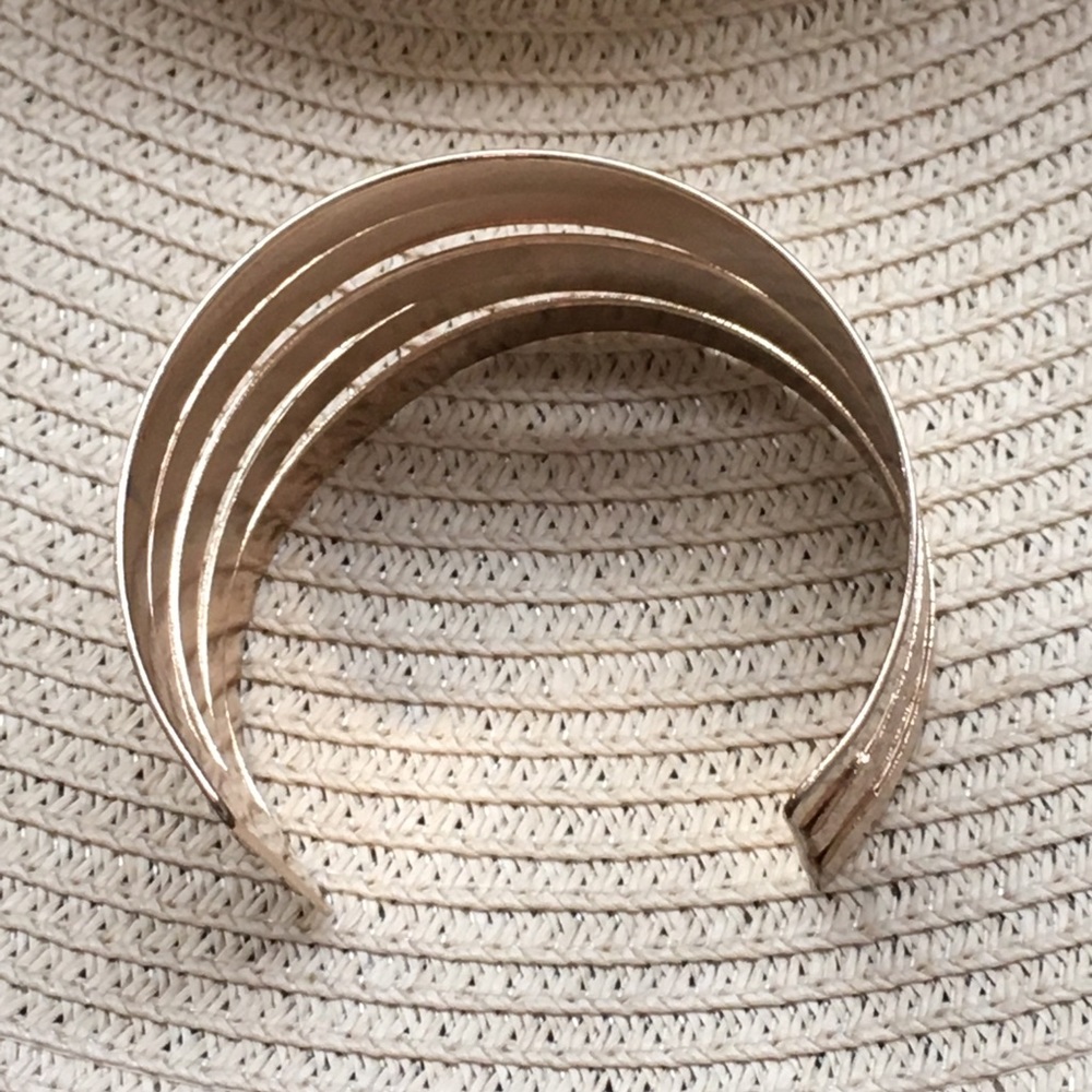 Tall Rose Gold Colored Cuff Metal Bangle Bracelet